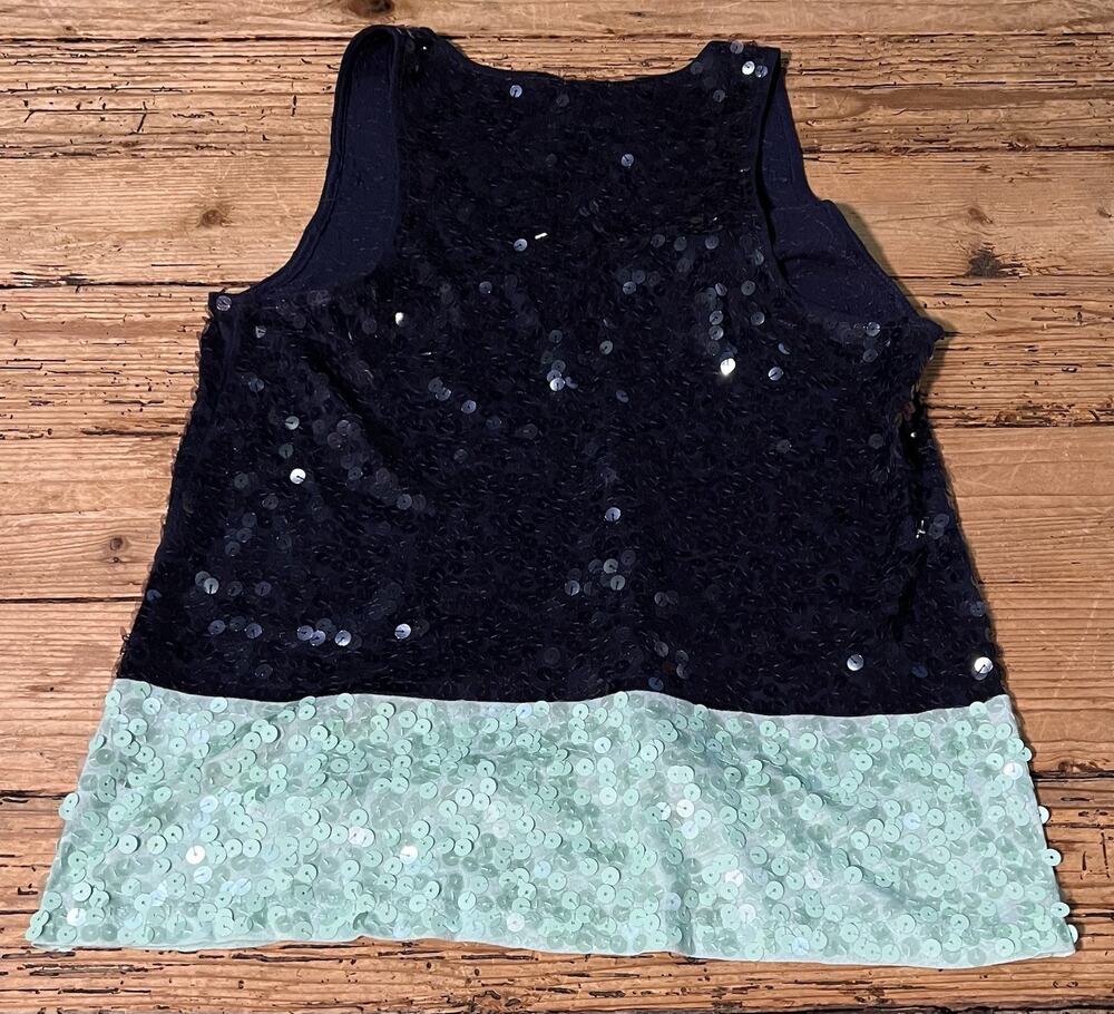 J Crew Women’s Size S Navy Blue And Teal Sequin Tank Top